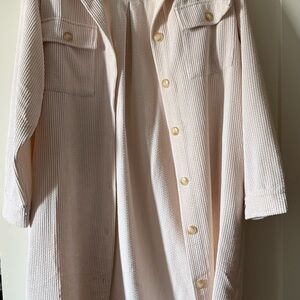 Cream Button-Up Long Shirt / Jacket / Dress